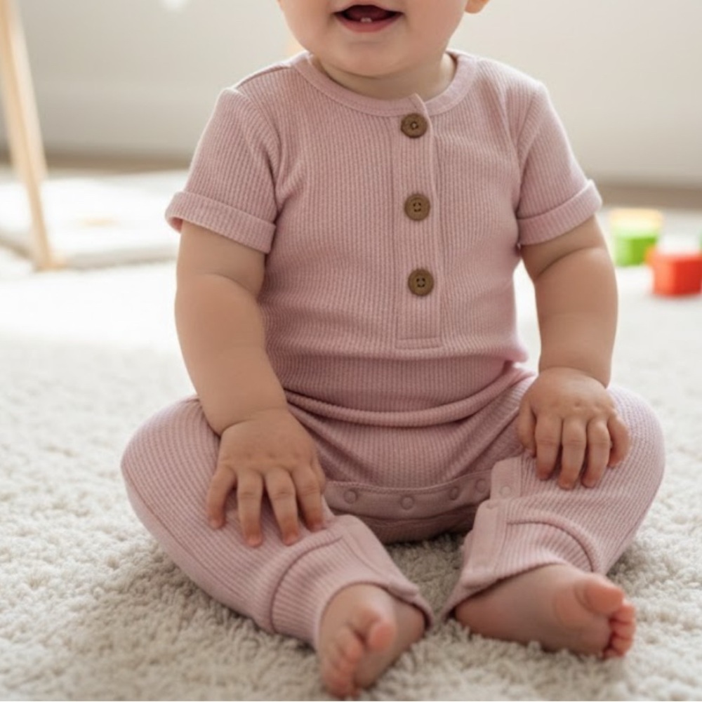 Gerber Modern Moments Pink Ribbed Onesie